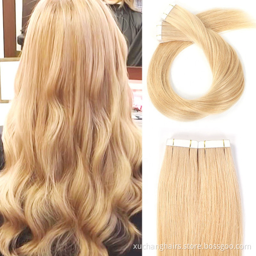 Wholesale kinky straight tape in extension double drawn raw brazilian human hair extension vendors 28 inch tape hair